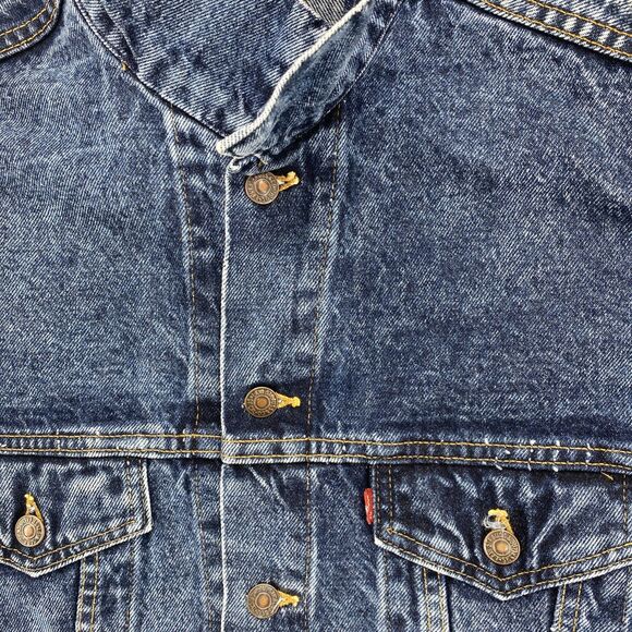 Levi's Denim Trucker Jacket Men's Medium Blue 70507 Made in USA Vintage 1980's - Picture 15 of 16
